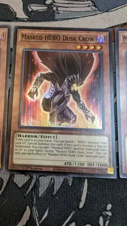 Yugioh! 3x Masked HERO Dusk Crow MZMU-EN014 Super Rare 1st Ed NM - Image 4