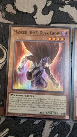 Yugioh! 3x Masked HERO Dusk Crow MZMU-EN014 Super Rare 1st Ed NM - Image 5
