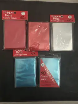 4 Packs Dragon Denz Gaming Sleeves Blue red white 60ct Small Size Yugioh - Image 1
