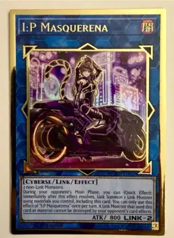 YUGIOH I:P MASQUERENA MGED-EN035 GOLD 1ST EDITION ALT ART - Image 1