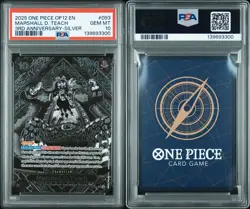 2025 One Piece OP12 EN 3rd Anniversary Silver #093 Marshall D. Teach PSA 10 GEM - Image 3