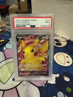 2020 Pokemon SWSH Vivid Voltage Pikachu V #170/185 PSA 9 - Image 1