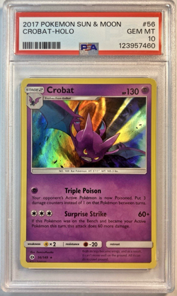 PSA 10 - Crobat #56 Pokemon Sun & Moon Base Set Holo - Pop 14 - Image 1