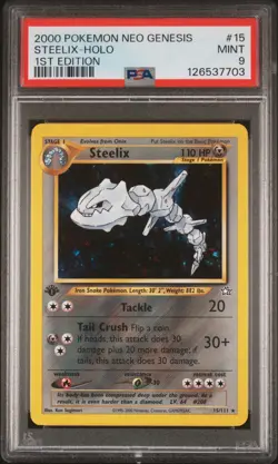 2000 POKEMON NEO GENESIS 1ST ED #15 STEELIX-HOLO PSA 9 - Image 1