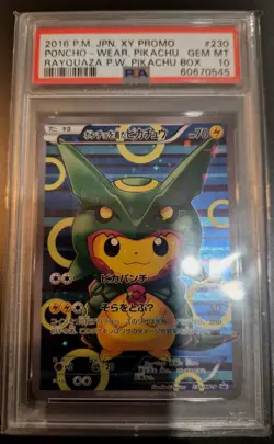 2016 POKEMON JPN XY PROMO #230 PONCHO-WEARING PIKACHU PSA 10 - Image 1