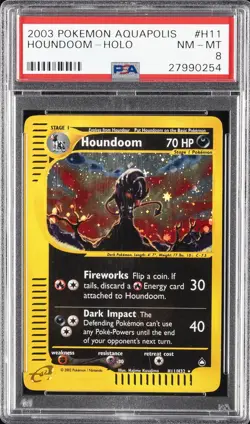 2003 POKEMON AQUAPOLIS #H11 HOUNDOOM-HOLO PSA 8 - Image 1