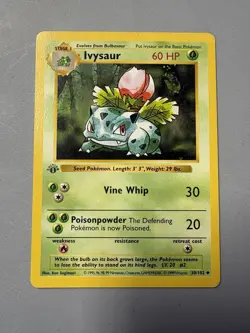 Ivysaur Uncommon 1st Edition Base Set (Shadowless) 030/102 MP Pokemon TCG - Image 1