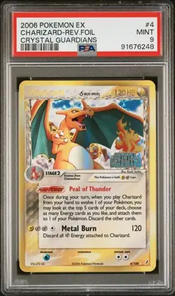 2006 POKEMON EX CRYSTAL GUARDIANS #4 CHARIZARD-REVERSE FOIL - PSA 9 STAMP - Image 1