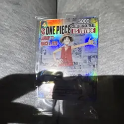Bandai Namco One Piece CCG Monkey D. Luffy US Voyage Promo Full Art Holo Card - Image 1