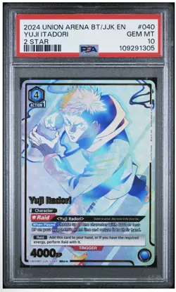 Union Arena 2024 Jujutsu Kaisen UE03BT/JJK-1-040 2 Star SR Yuji PSA 10 English - Image 1