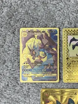 Set of 5 Charizard Gold Foil Fan Art Display Cards NM! - Image 2