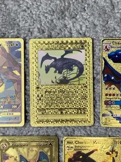 Set of 5 Charizard Gold Foil Fan Art Display Cards NM! - Image 3