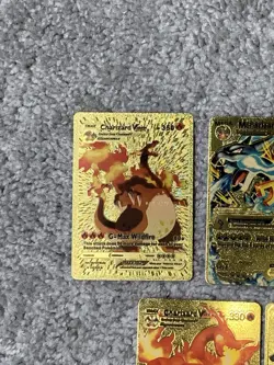 Set of 5 Charizard Gold Foil Fan Art Display Cards NM! - Image 2