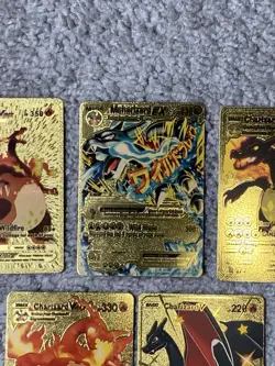 Set of 5 Charizard Gold Foil Fan Art Display Cards NM! - Image 3