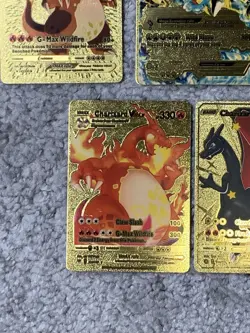 Set of 5 Charizard Gold Foil Fan Art Display Cards NM! - Image 5
