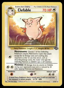 Pokemon Cards Clefable 17/64 UNLIMITED Jungle WOTC Rare LP - Image 1