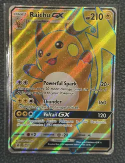 Raichu GX SM90 Black Star Promo Full Art Holo Sun & Moon Pokemon Card 2017 NM - Image 2