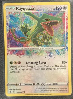 Rayquaza Amazing Rare Holo Pokemon TCG Card 138/185 Vivid Voltage Basic - Image 2