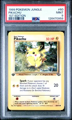1999 Pokemon Jungle Pikachu 1st Edition PSA 9 #60 Mint - Image 1