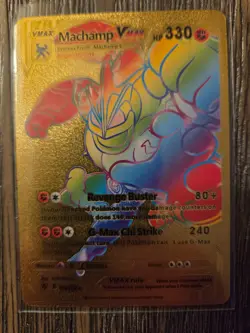 Pokemon Machamp VMAX GOLD Foil Fan Art Collector Card - 330 HP - Image 1