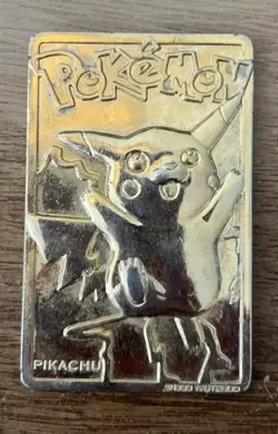 Vintage Gold Plated 1999 Pikachu Raichu Evolution Card #25 Mouse Pokemon - Image 1