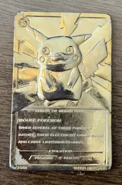 Vintage Gold Plated 1999 Pikachu Raichu Evolution Card #25 Mouse Pokemon - Image 2