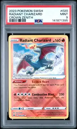 2023 POKEMON SWORD & SHIELD CROWN ZENITH #020 RADIANT CHARIZARD PSA 9 - Image 1