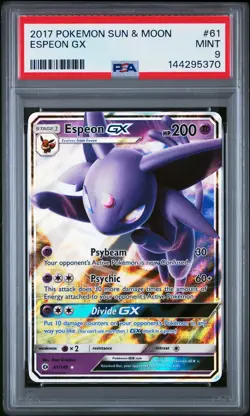 2017 POKEMON SUN & MOON #61 ESPEON GX PSA 9 - Image 1