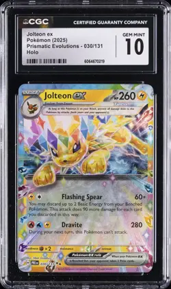 2025 POKEMON PRISMATIC EVOLUTIONS - HOLO #030/131 JOLTEON EX CGC 10 GEM MINT - Image 1
