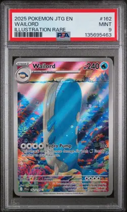 2025 POKEMON JTG EN-JOURNEY TOGETHER ILLUSTRATION RARE #162 WAILORD PSA 9 - Image 1