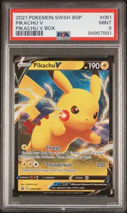 2021 POKEMON SWSH BLACK STAR PROMO PIKACHU V BOX #061 PIKACHU V PSA 9 - Image 1