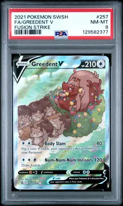 2021 POKEMON SWORD & SHIELD FUSION STRIKE #257 FULL ART/GREEDENT V PSA 8 - Image 1