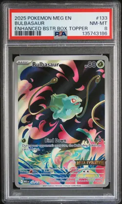 2025 POKEMON MEG EN-MEGA EVOLUTION ENHANCED BOOSTER BOX TOPPER BULBASAUR PSA 8 - Image 1