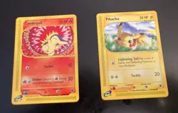 Lot of *2* High-Grade POKEMON EXPEDITION! #105/Cyndaquil + #124/Pikachu *NM/NM-* - Image 1
