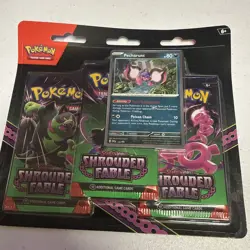 Pokemon SHROUDED FABLE 3pk Blister With Pecharunt Promo NEW - Image 1