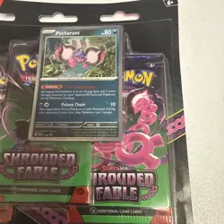 Pokemon SHROUDED FABLE 3pk Blister With Pecharunt Promo NEW - Image 4