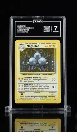 Pokemon Magneton 009/102 Base Set Holo Rare TAG 7 Holographic 1999 - Image 1