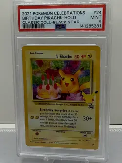 Pokemon TCG Birthday Pikachu 24/53 Celebrations Classic Collection Holo PSA 9 - Image 1