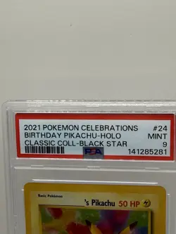 Pokemon TCG Birthday Pikachu 24/53 Celebrations Classic Collection Holo PSA 9 - Image 2
