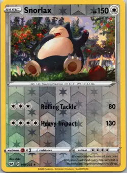 Pokemon TCG Snorlax 140/202 Sword Shield Rev Holo NM - Image 1