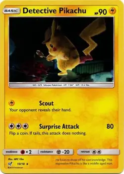 DETECTIVE PIKACHU 10/18 SM DETECTIVE PIKACHU POKEMON (HOLO RARE NM) - Image 1