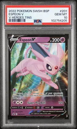 2022 POKEMON SWSH BLACK STAR PROMO V HEROES TINS #201 ESPEON V PSA 10 - Image 1