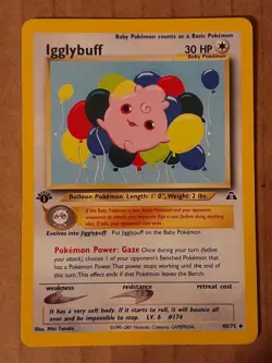 Pokemon Igglybuff 40/75 Neo Discovery 1st Edition LP-NM See Pictures - Image 1