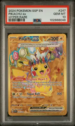 Pokemon TCG Pikachu Ex 247/191 Hyper Rare Surging Sparks PSA 10 - Image 1