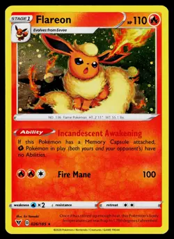 Flareon 026/185 Miscellaneous Cards & Products Promo Cosmos Holo *SWIRL* - Image 1