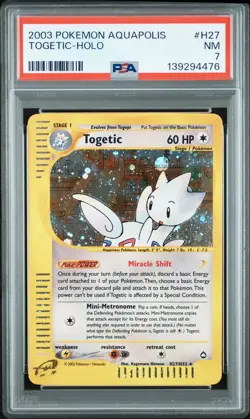 TOGETIC E-Card Aquapolis Holo Rare #H27 PSA 7 Vintage Pokemon - Image 1