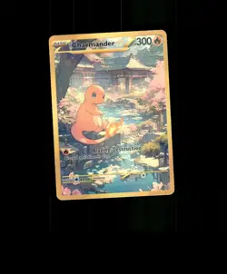FAN-ART READ DESCRIPTION BELOW Glossy HOLO Charmander Pokemon Card p1 - Image 1