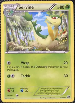 Servine 3/114 Black & White Regular (See Photos) Pokemon Card - Image 1