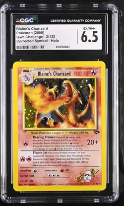 CGC 6.5 Blaine's Charizard Gym Challenge 2/132 Corrected Holo Pokemon Card - Image 1