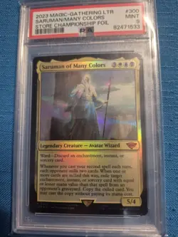 Psa 9 MTG 2023 Saruman of Many Colors RARE STORE CHAMPIONSHIP PROMO FOIL #300 - Image 3